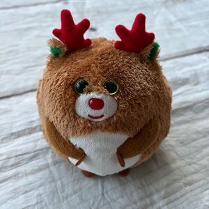TY Beanie Baby Beanie Hoofer Red Nose Reindeer Cute Christmas‎ Brown Plush Toy